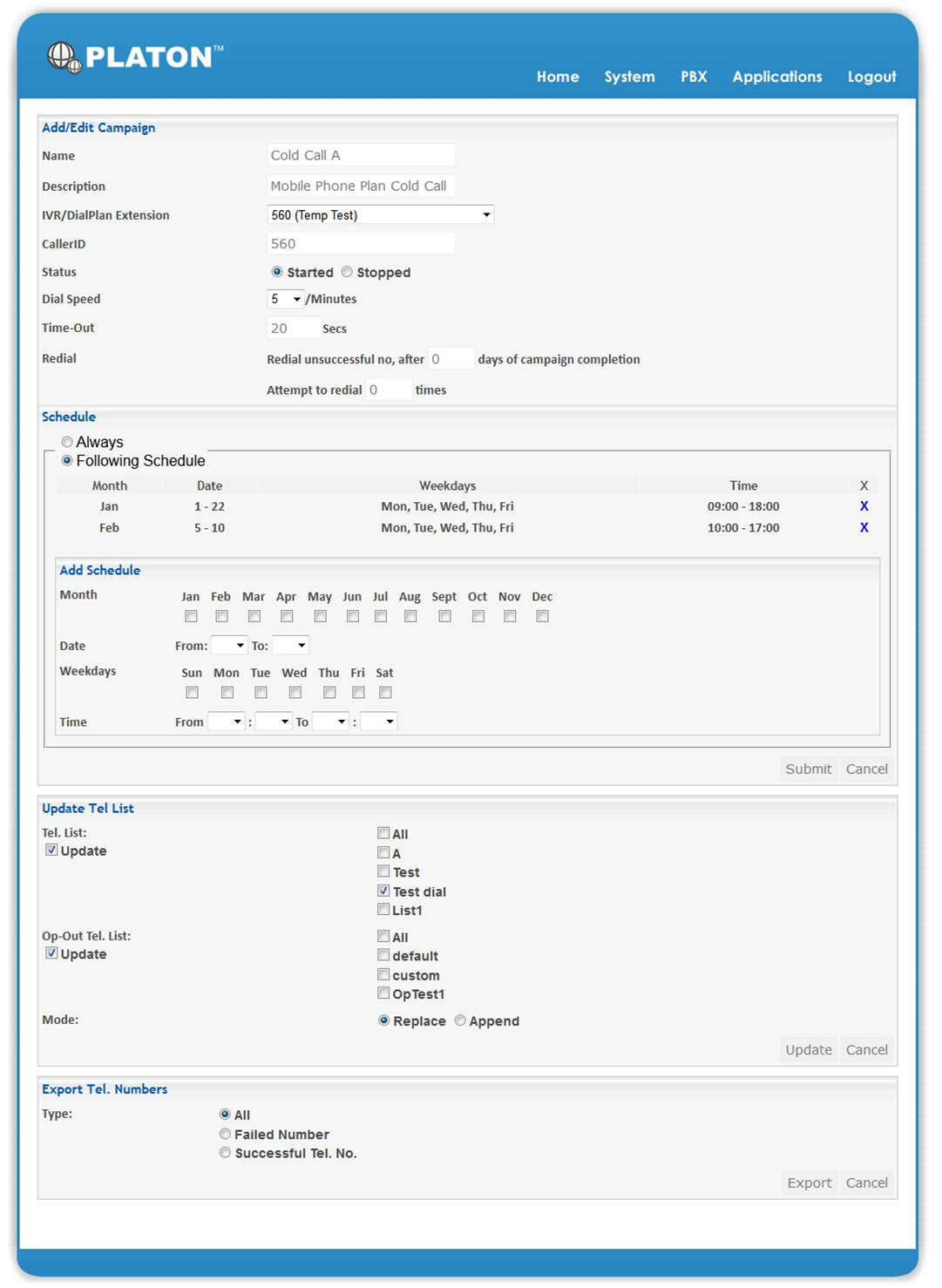 Auto dialer campaign details