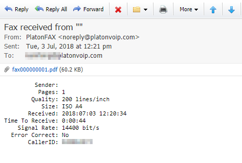 Fax received by email