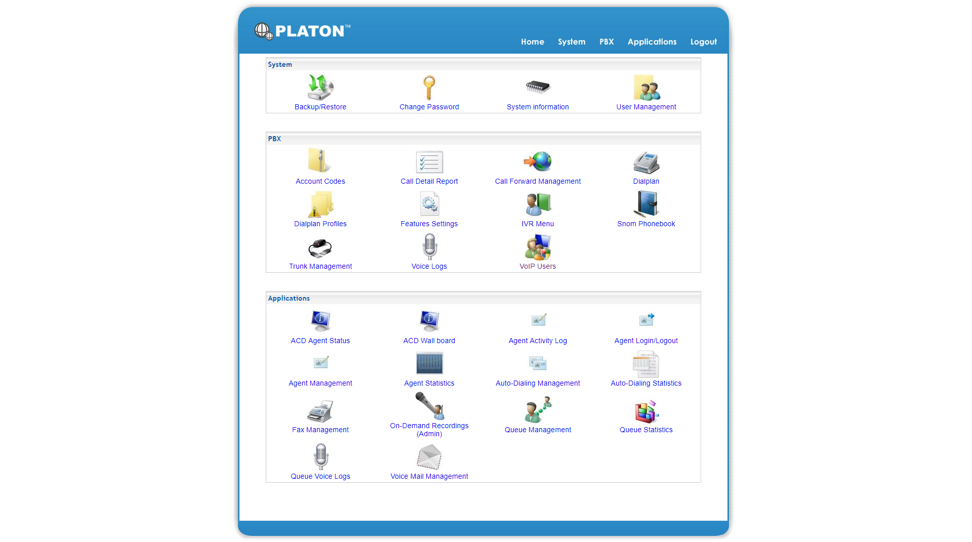 PLATON full administrator interface